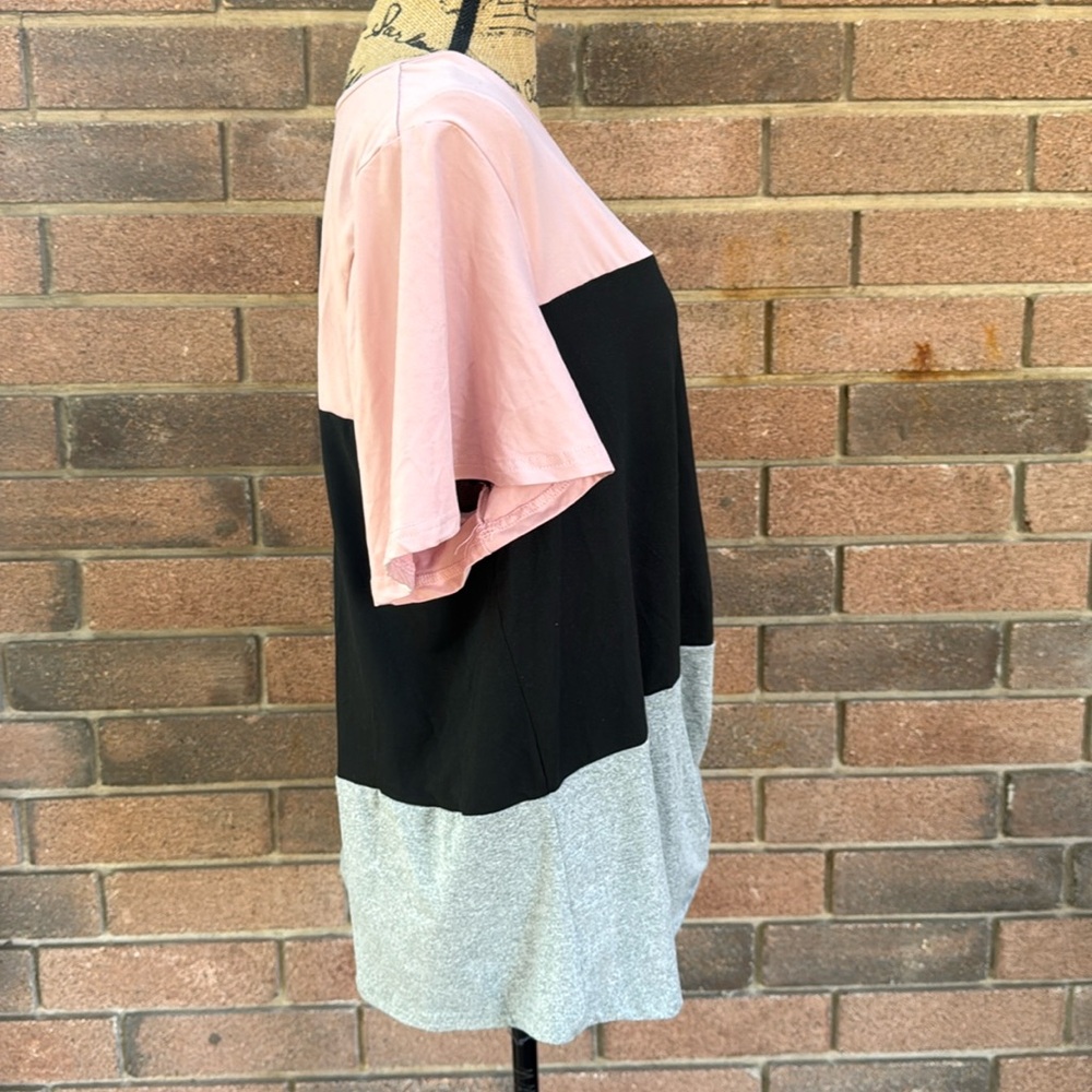Shien Curve Colorblock Pink, Black, and Gray Women's Top Size 1XL - Picture 4 of 7